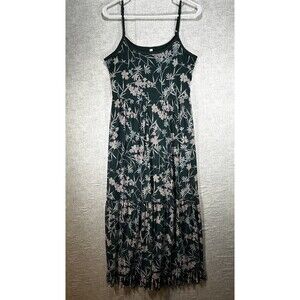 Xhilaration Green Floral Boho Strappy Maxi Hippy Speg Straps Dress Women Size M